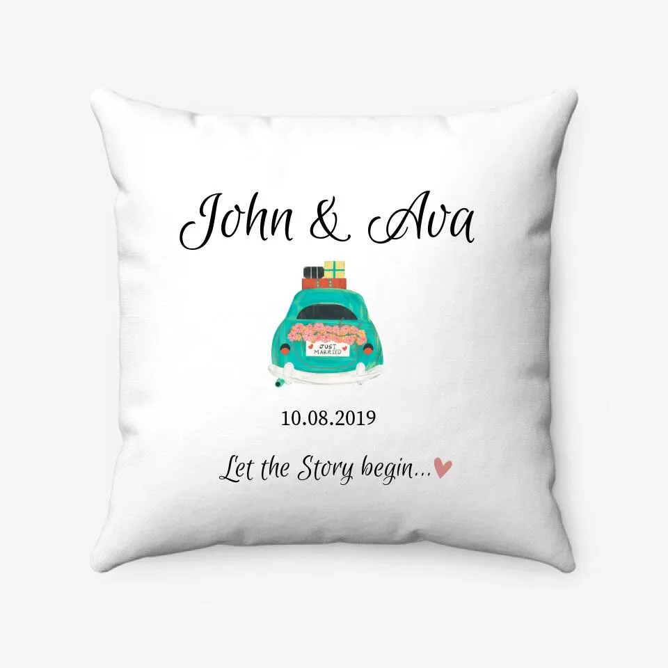 Just Married Car Custom Couple Pillow