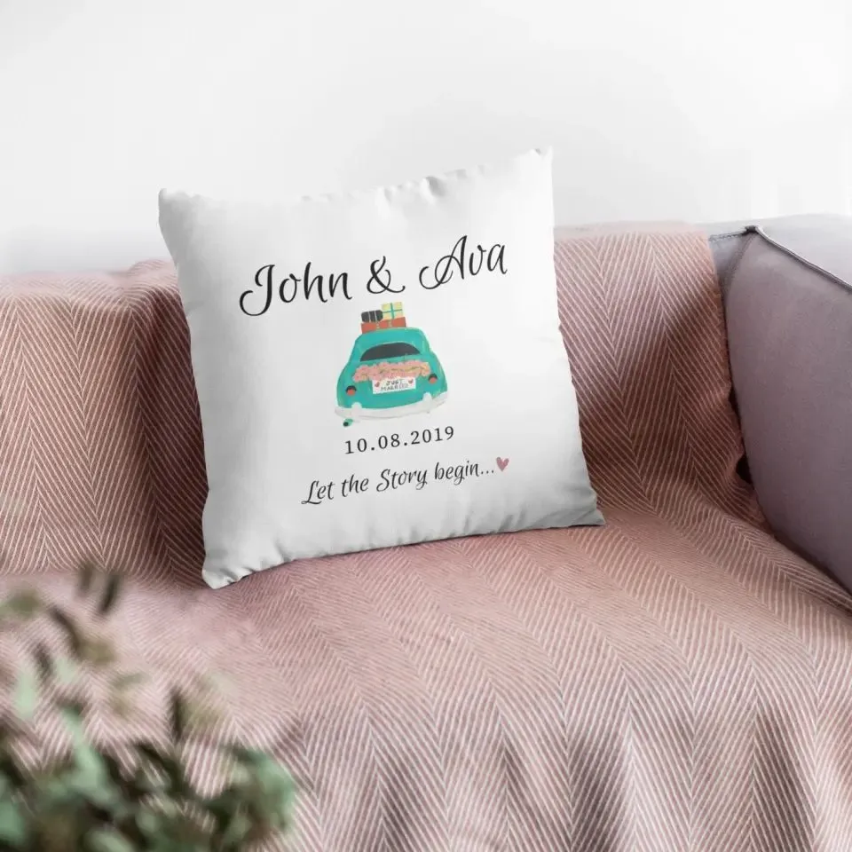 Just Married Car Custom Couple Pillow