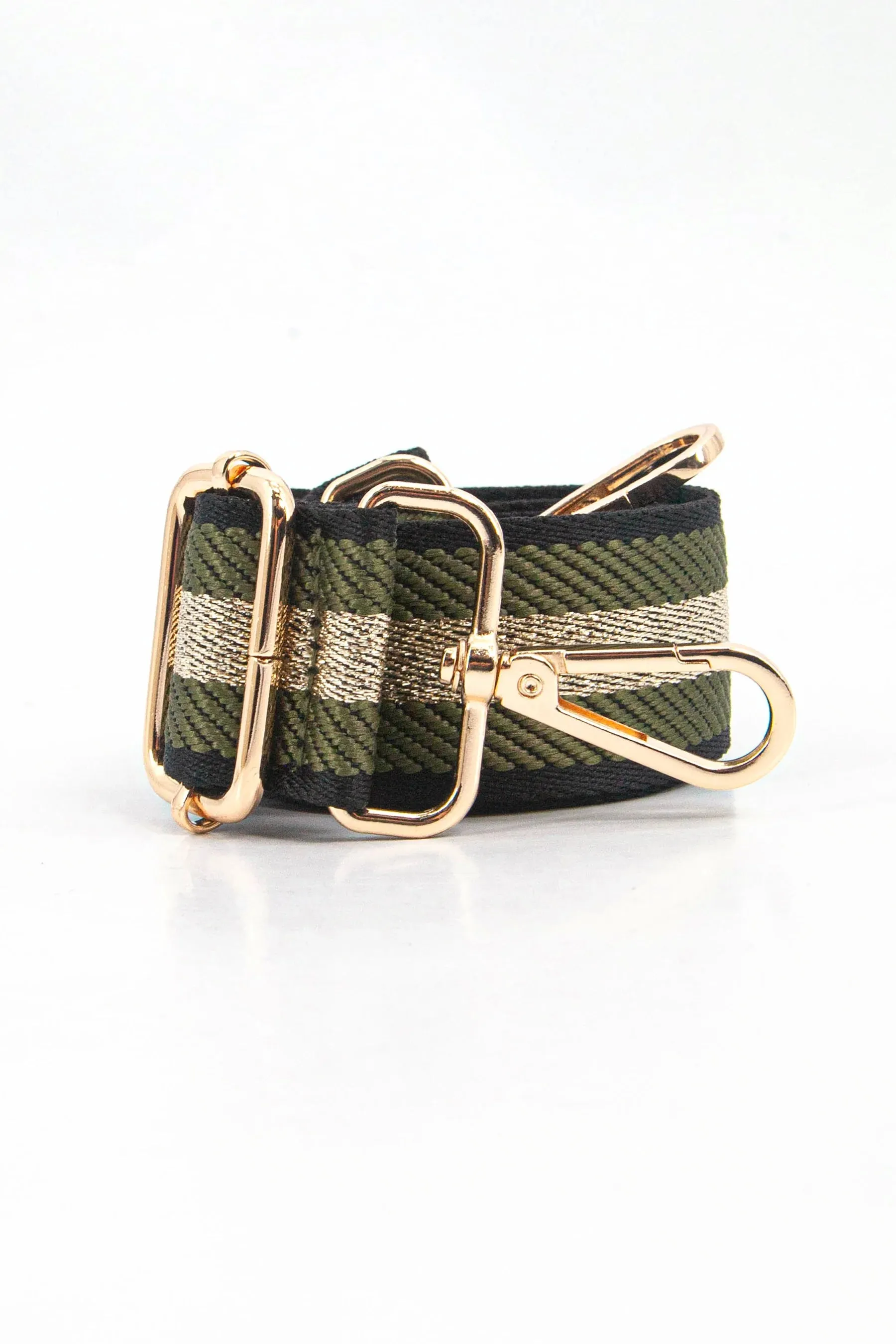 Khaki & Glitter Woven Bag Strap