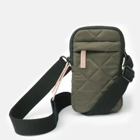 Khaki Quilted Phone Pouch Bag