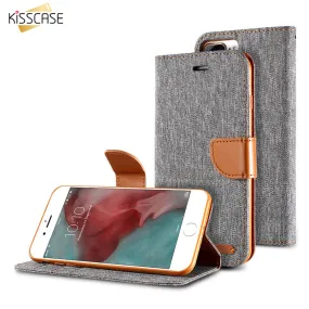 KISSCASE Stand Wallet Flip Cases For iPhone 6 6S 7 8 5S Fashion Hit Color Card Slot Leather Cover For iPhone 8 7 6s Plus 5S 5 SE