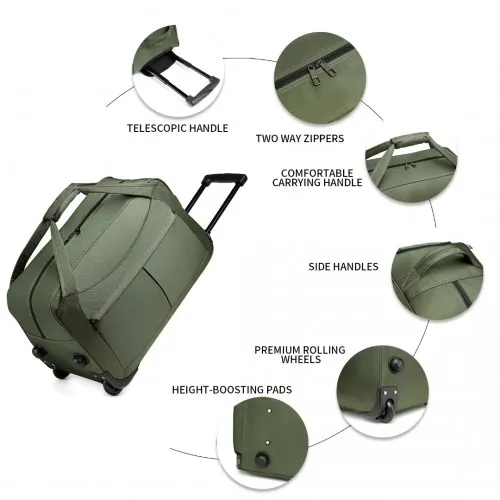 Kono Foldable Large Capacity Trolley Travel Bag - Green | Lightweight & Durable