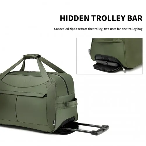 Kono Foldable Large Capacity Trolley Travel Bag - Green | Lightweight & Durable