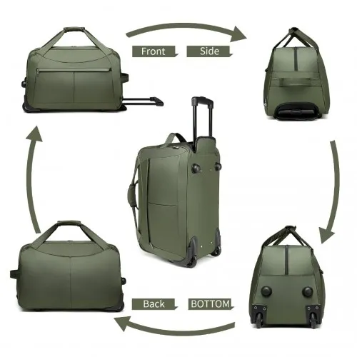 Kono Foldable Large Capacity Trolley Travel Bag - Green | Lightweight & Durable