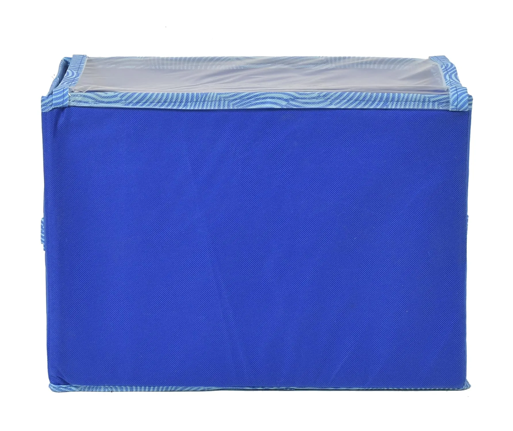 Kuber Industries Lehariya Printed Multiuses Large Non-Woven Storage Box/Organizer With Tranasparent Lid (Blue) -44KM0461