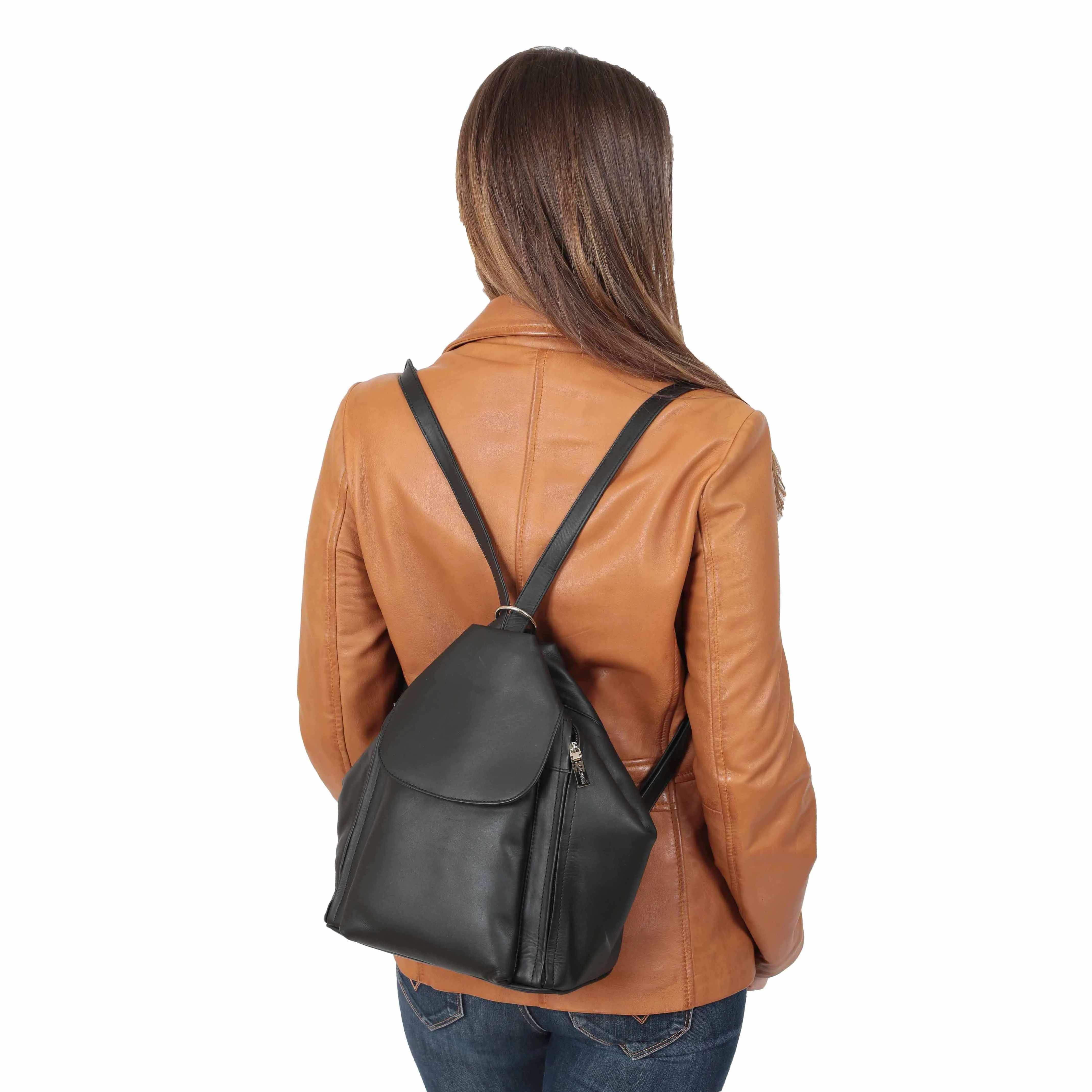 Ladies Leather Backpack Rome Black