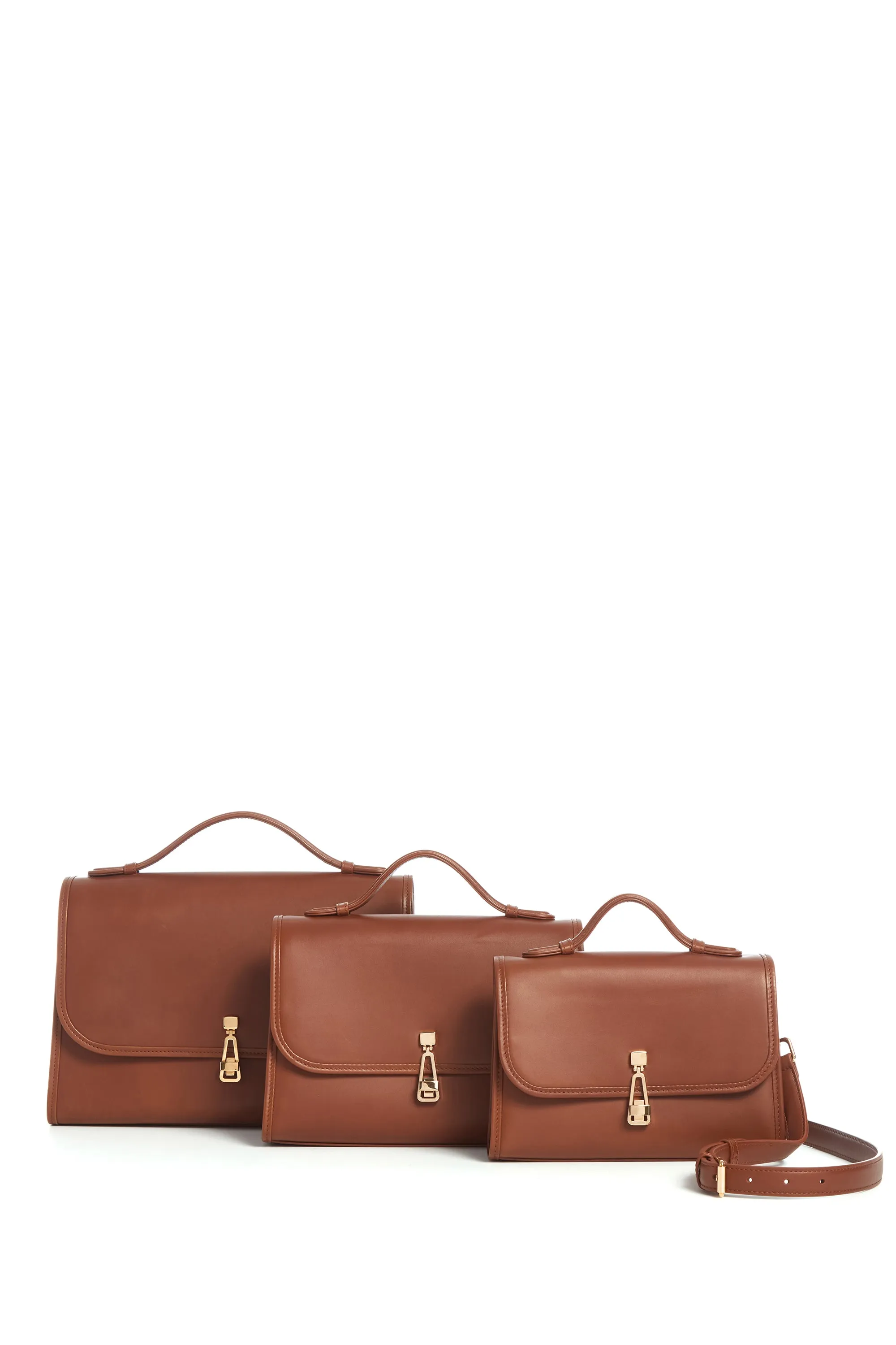 Large Leonora Flap Bag in Cognac Leather