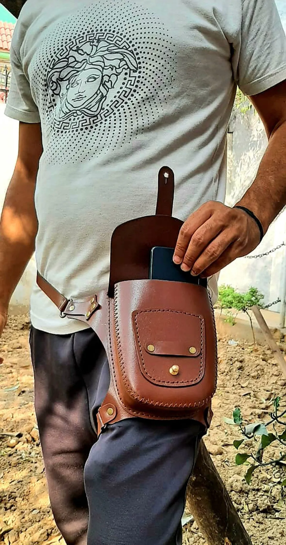 Leather Waist Bags with Hip Belt Design