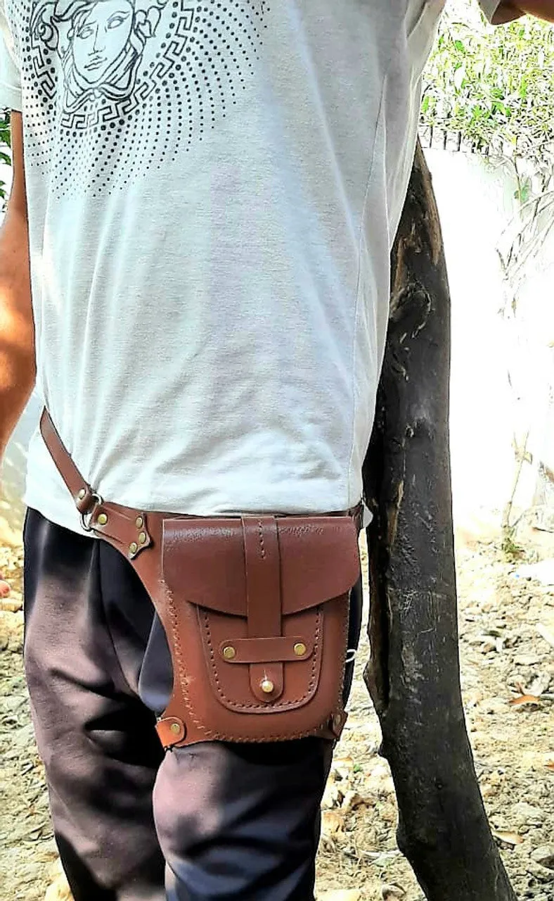 Leather Waist Bags with Hip Belt Design