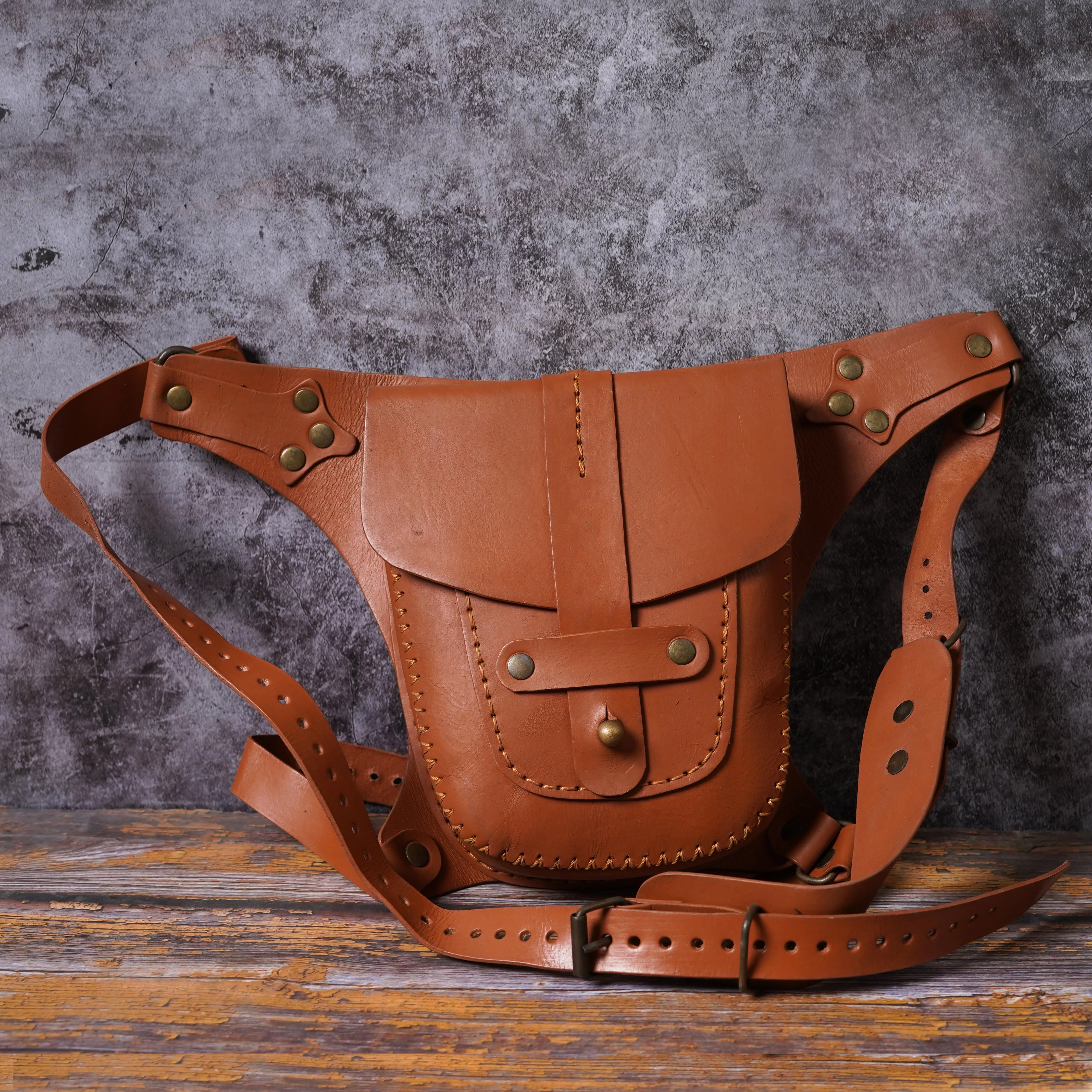 Leather Waist Bags with Hip Belt Design