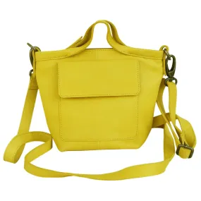 Lemon Yellow Mini Leather Top Handle Crossbody Bag