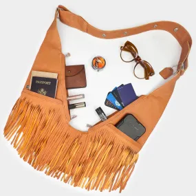 (LIVE) Terracotta Leather Fringe Sash Bag