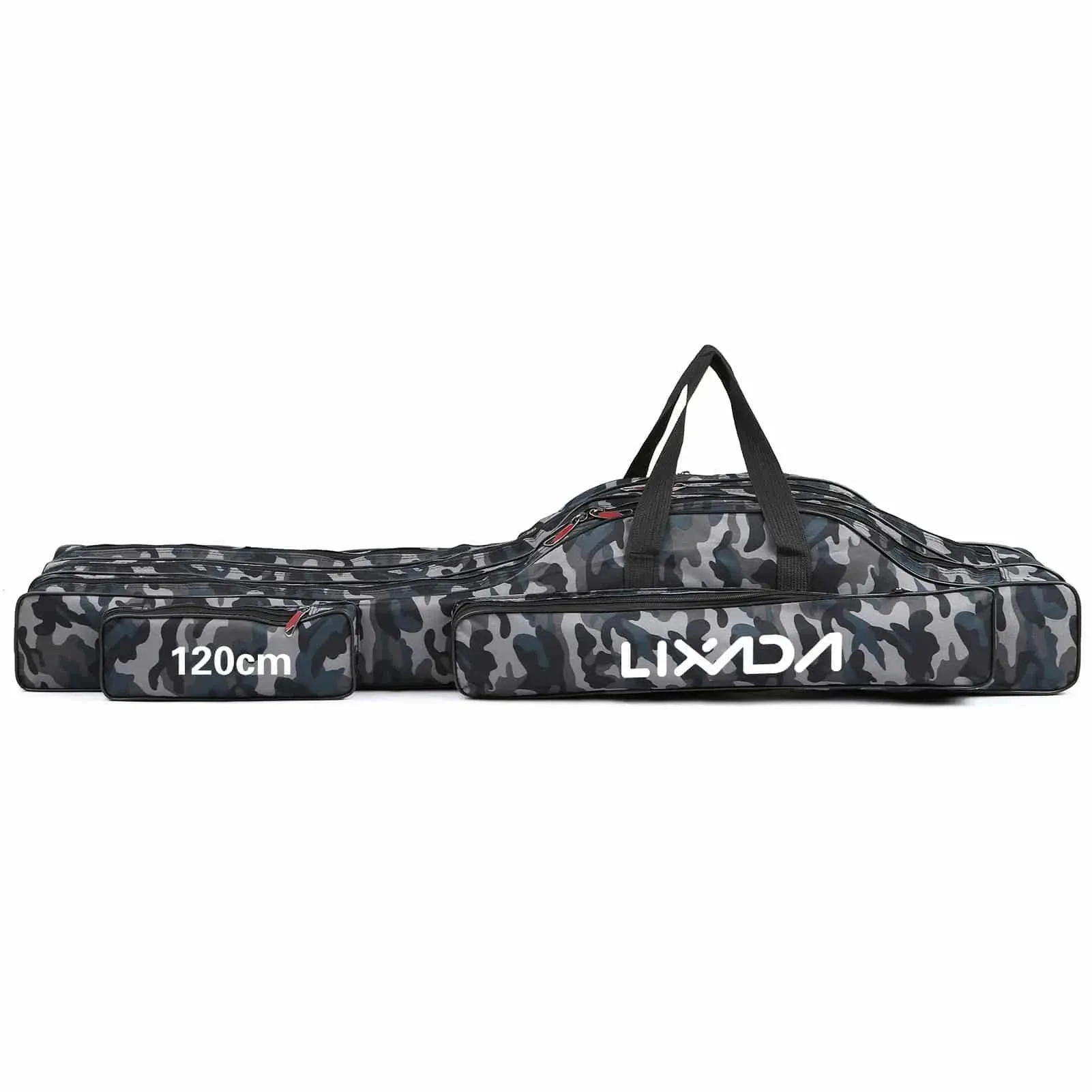 Lixada 3-Layer Portable Folding Fishing Rod Bag 90cm/120cm/150cm Fishing Tackle Case Multifunctional Fishing Rod Bags Case