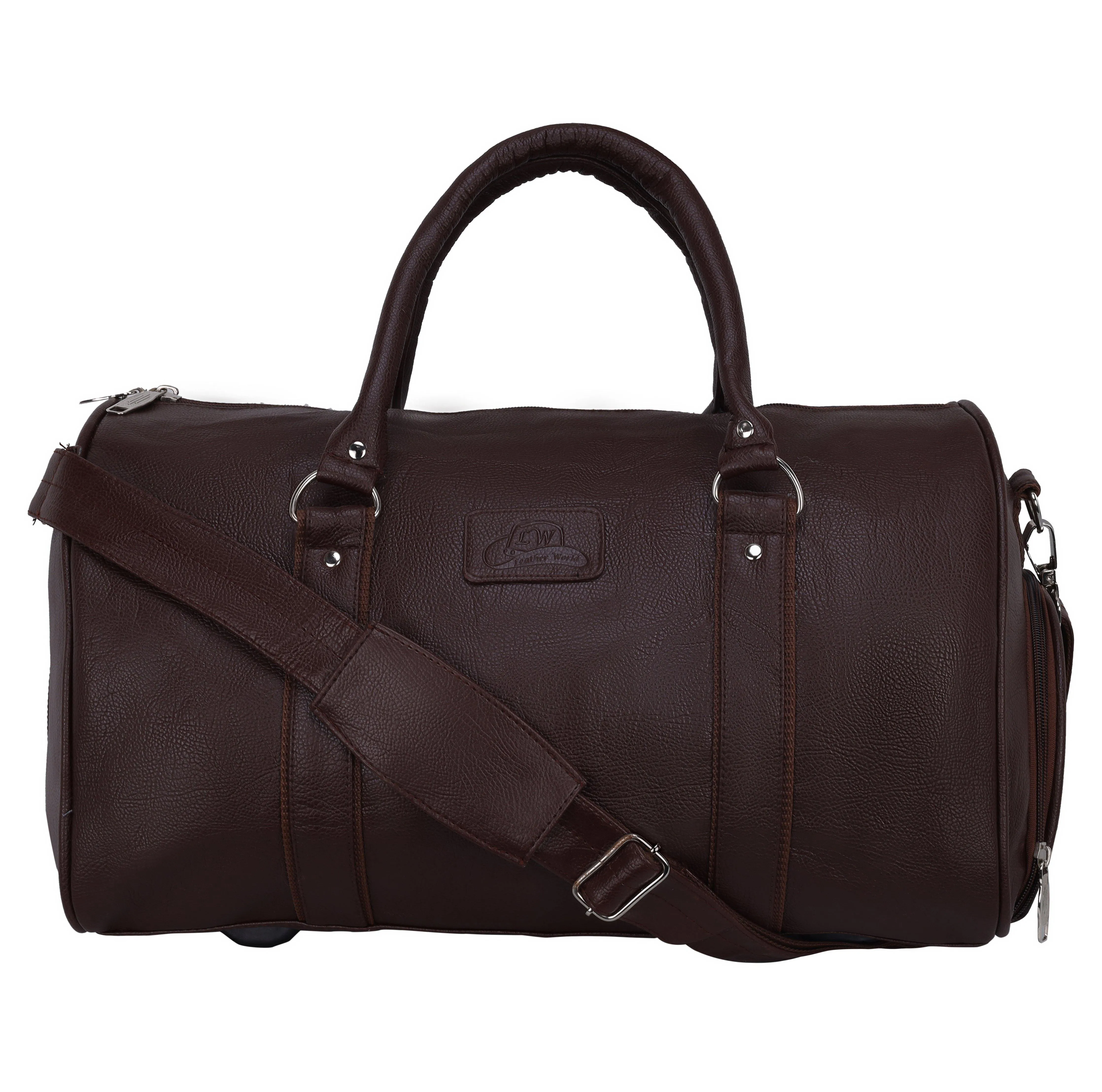 Luxurious Synthetic Leather Travel Duffel Bag with Shoe Compartment