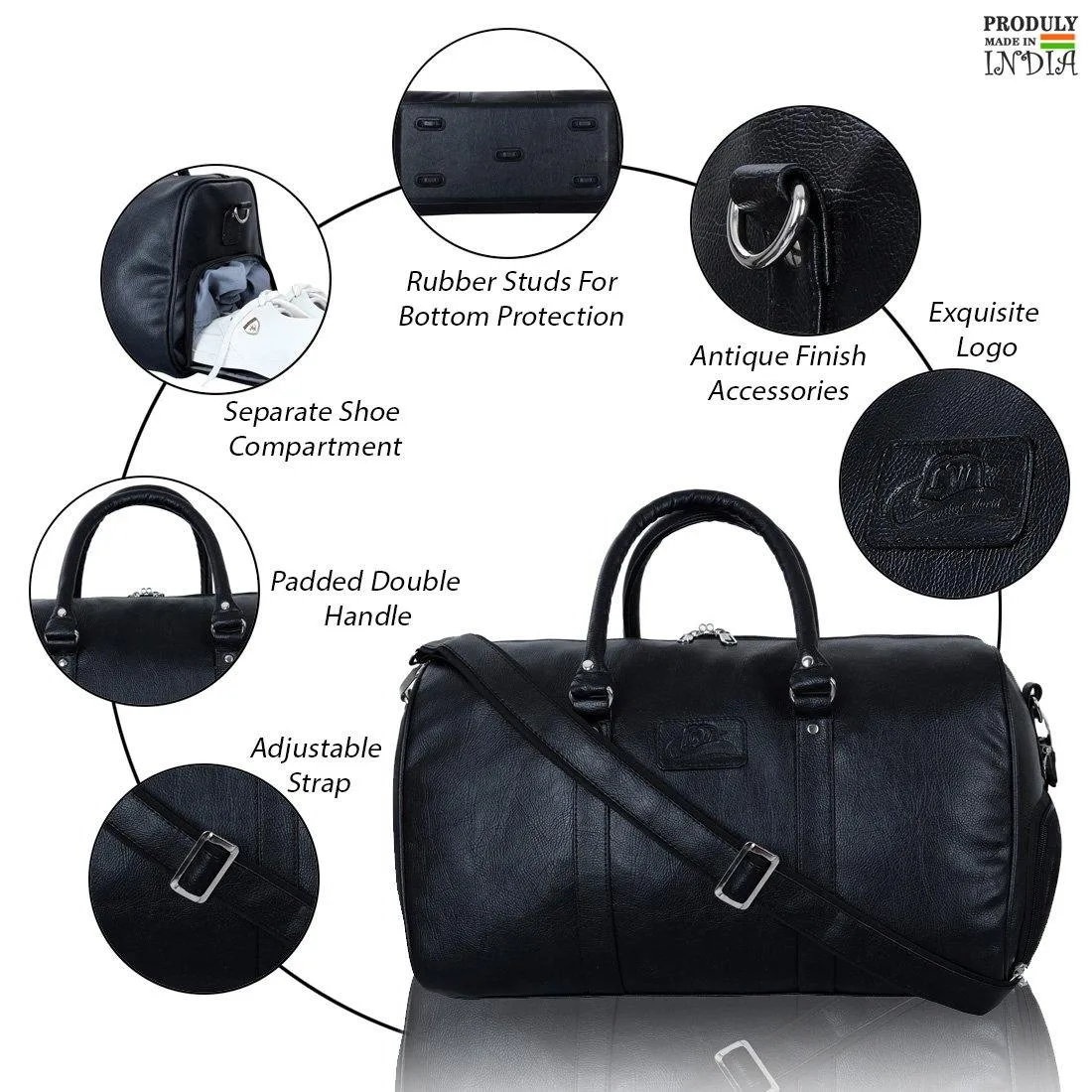 Luxurious Synthetic Leather Travel Duffel Bag with Shoe Compartment