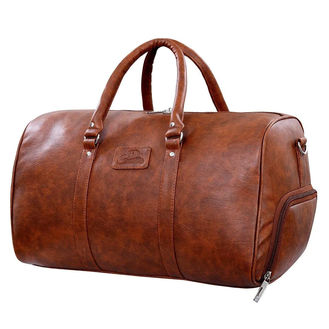 Luxurious Synthetic Leather Travel Duffel Bag with Shoe Compartment