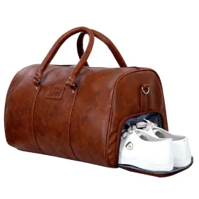 Luxurious Synthetic Leather Travel Duffel Bag with Shoe Compartment