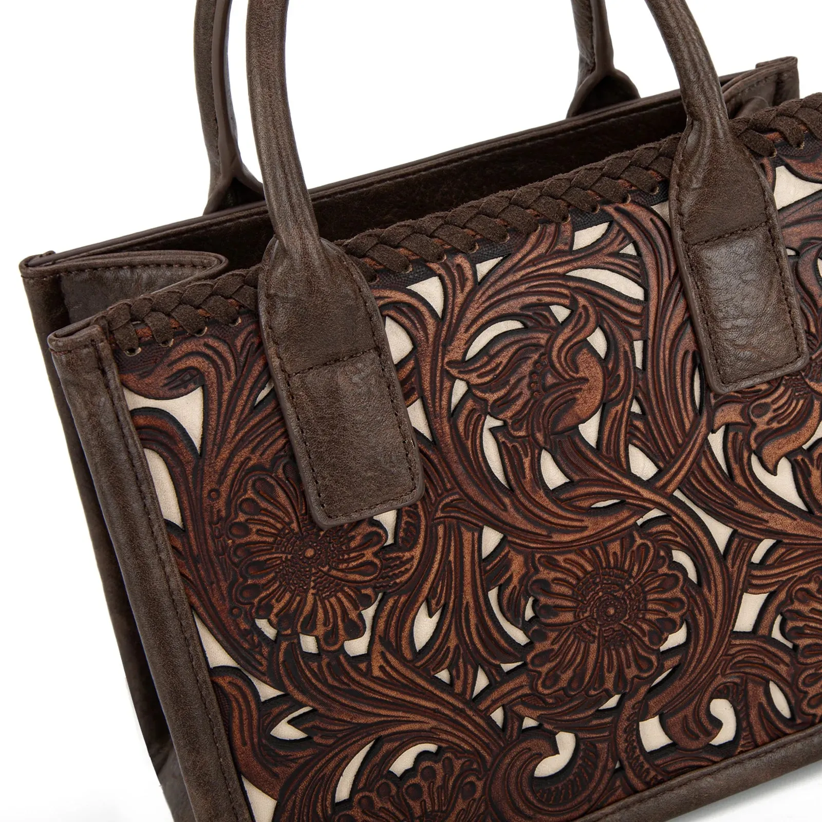 Mini Tooled Tote - Coffee