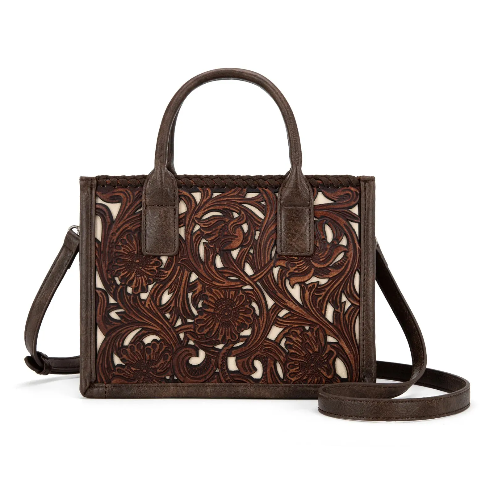 Mini Tooled Tote - Coffee