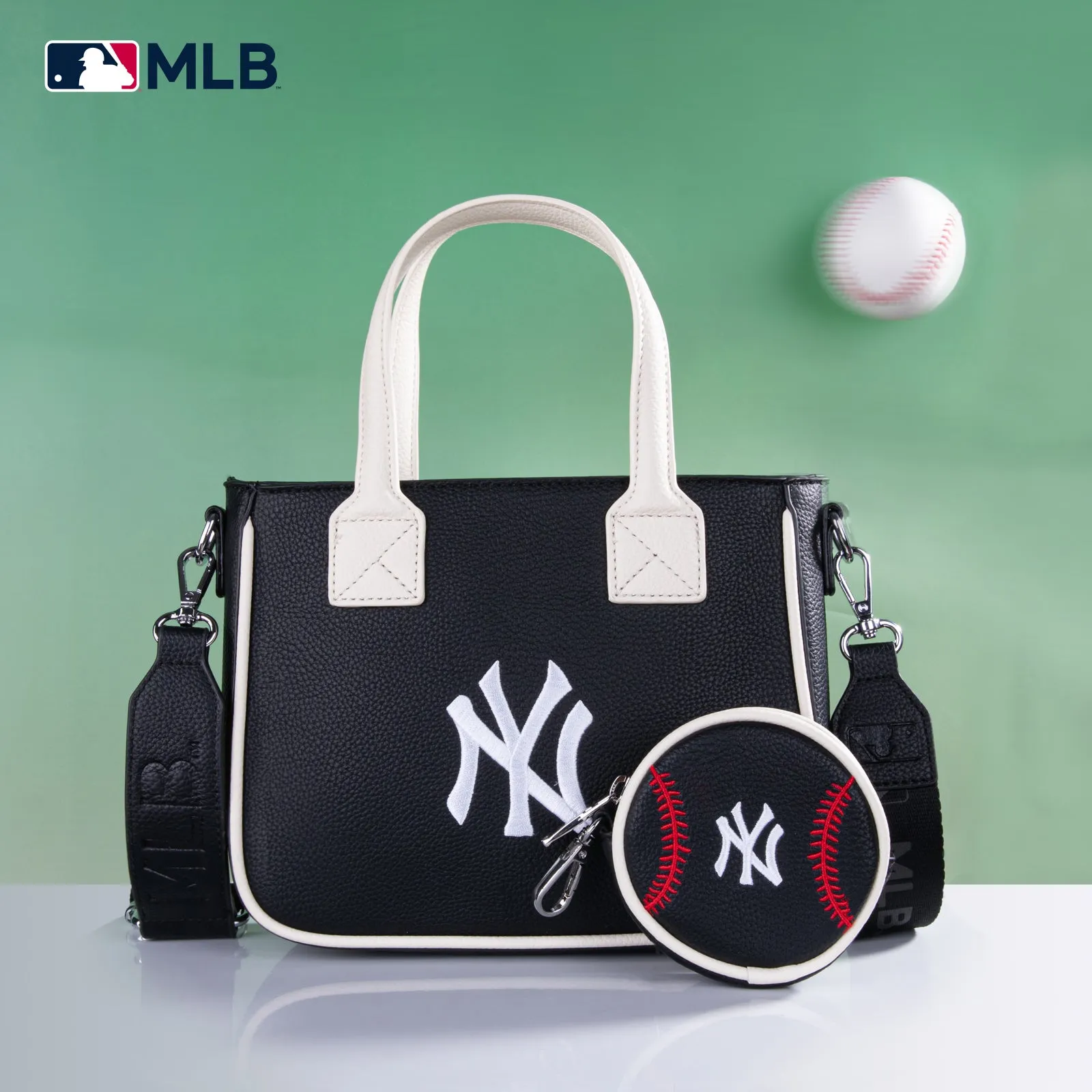 MLB-NY103  MLB  New York Yankees Team Tote/Crossbody with Baseball Coin Pouch