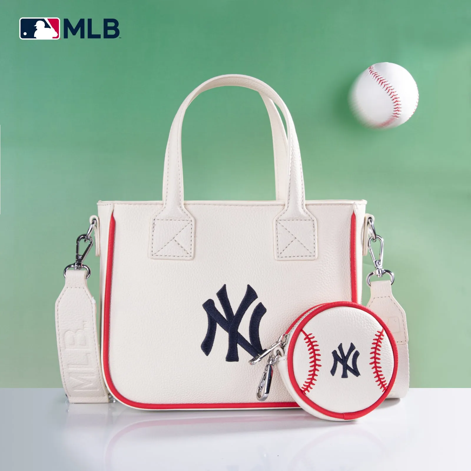 MLB-NY103  MLB  New York Yankees Team Tote/Crossbody with Baseball Coin Pouch