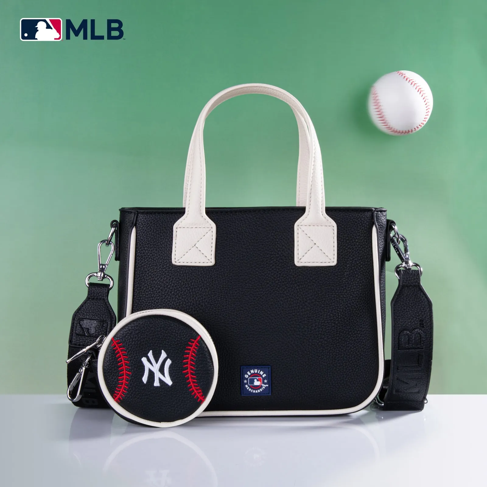 MLB-NY103  MLB  New York Yankees Team Tote/Crossbody with Baseball Coin Pouch