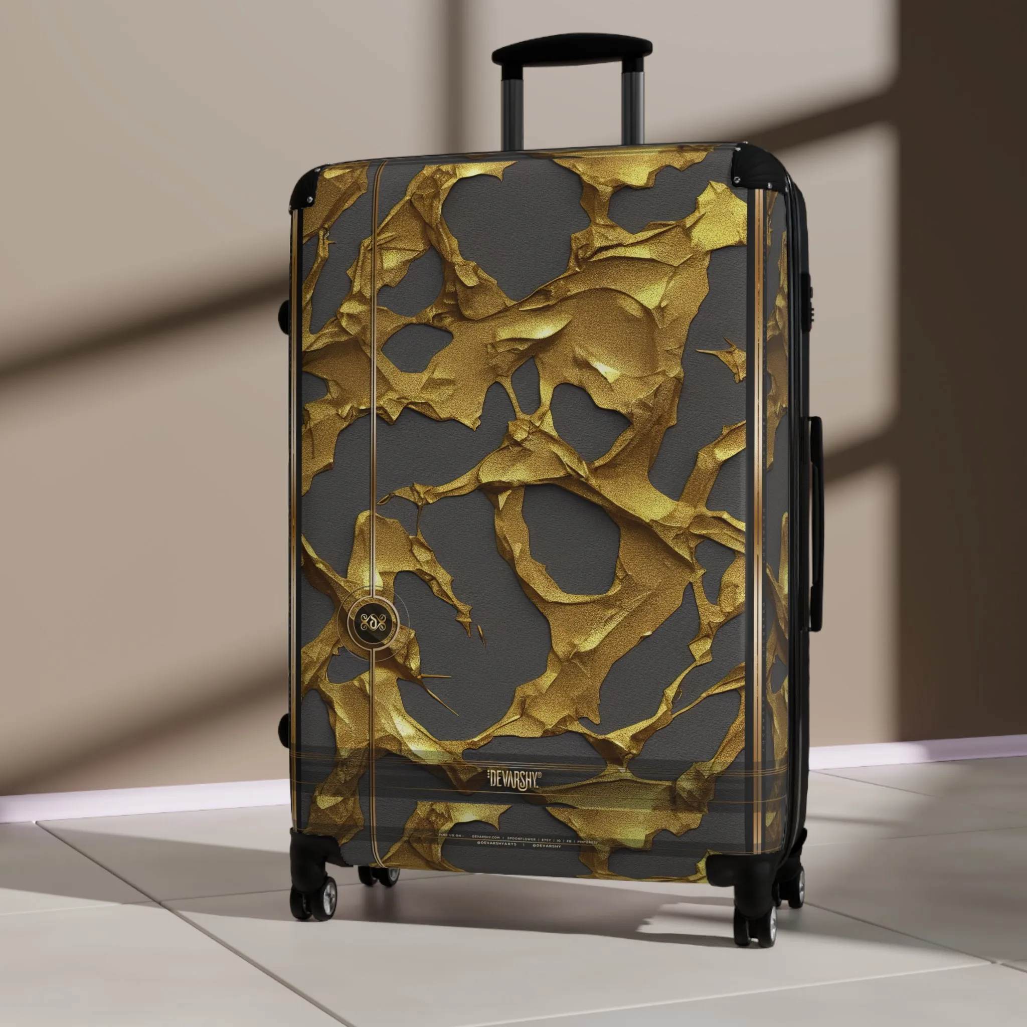 Molten Gold Suitcase Gold Print Luggage Premium Hard Shell Carry-on Suitcase Luxury Wheels Travel Suitcase | X3350