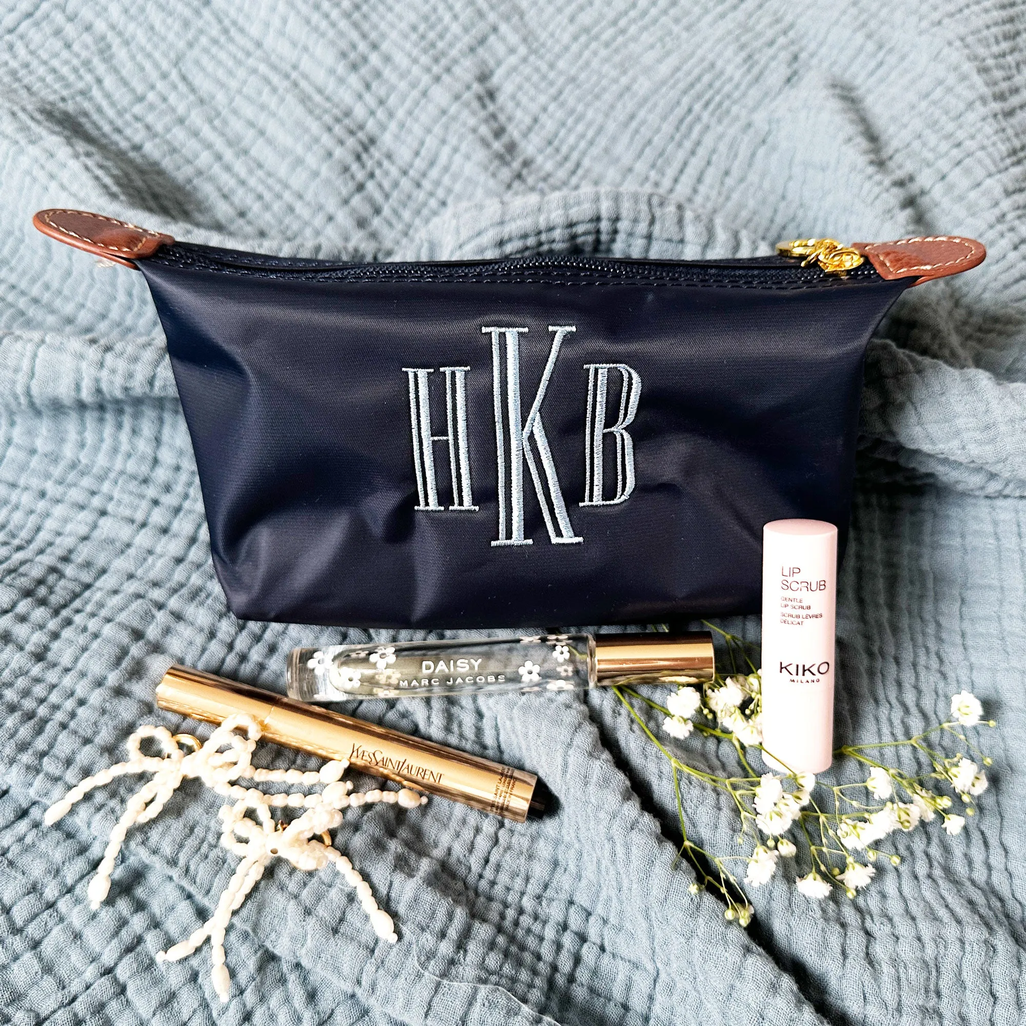 Monogram and Personalized Nylon Make Up Pouch