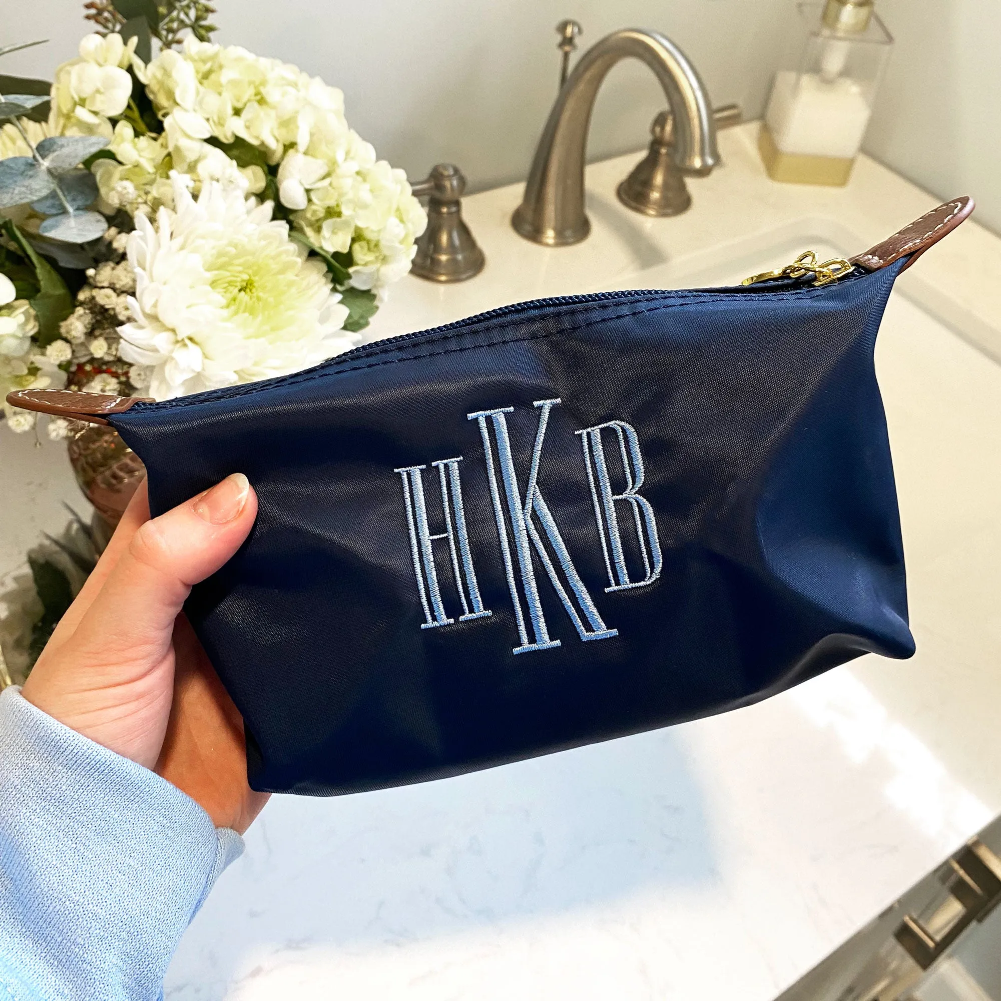 Monogram and Personalized Nylon Make Up Pouch