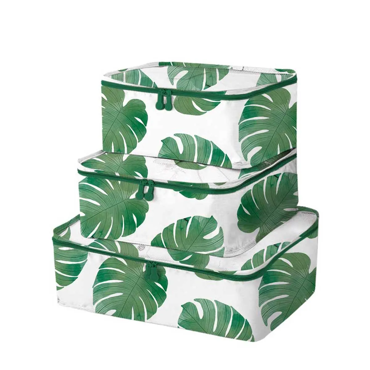 Monstera Green Packing Cubes, Set of 3