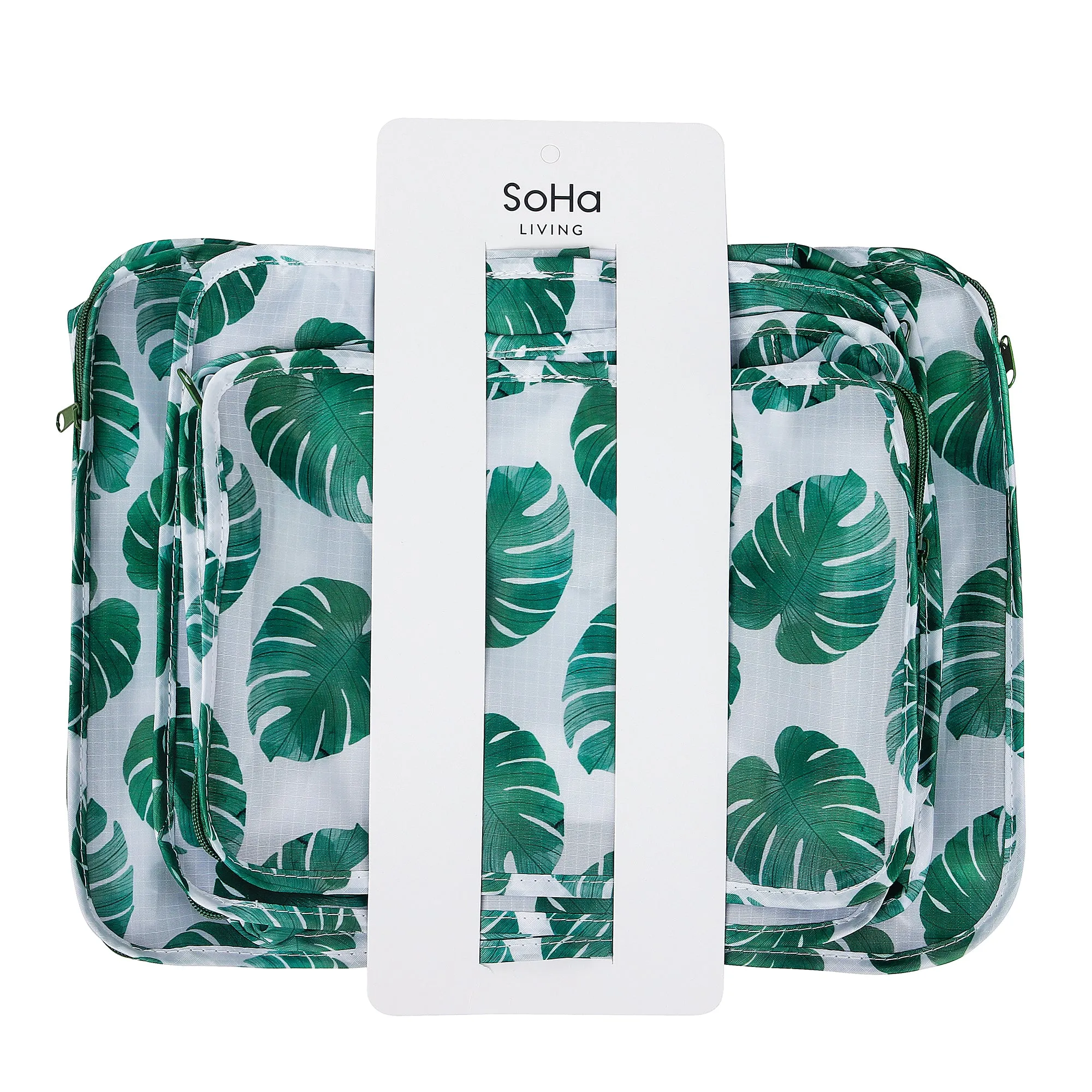 Monstera Green Packing Cubes, Set of 3