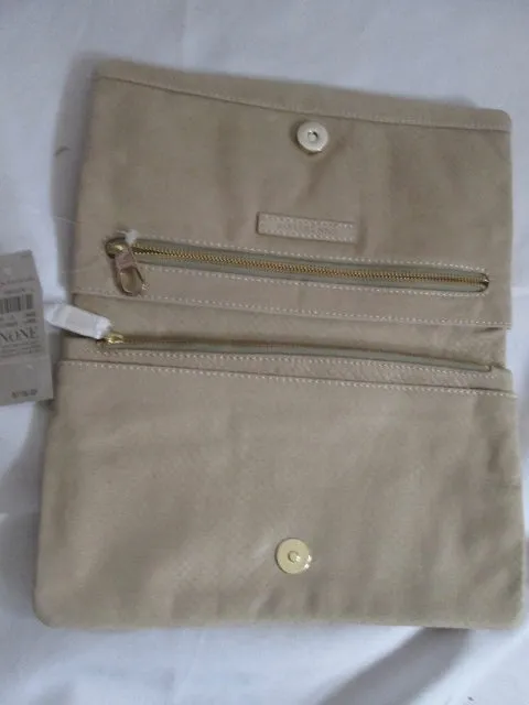 NEW NWT ANN TAYLOR Reptile Leather Bag Clutch Purse Evening Bag TAN BEIGE $118