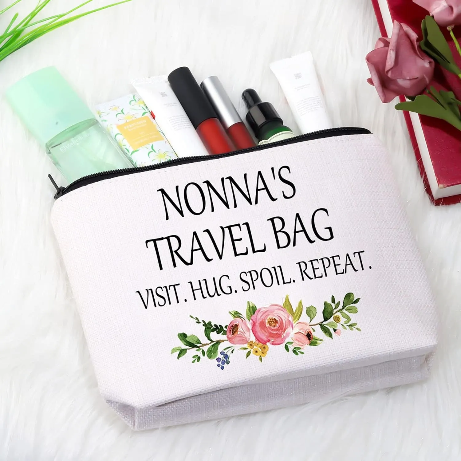 Nonna Gift for Grandma from Grandchildren Nonna Travel Gift Grandmother Zipper Pouch Makeup Bag (Nonna'S Travel Bag EU)