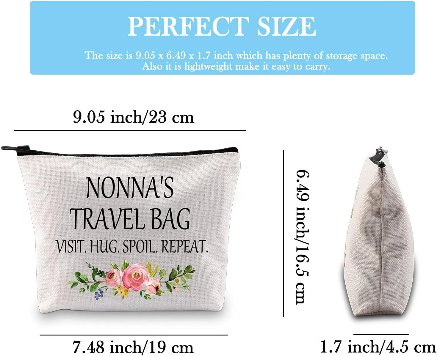 Nonna Gift for Grandma from Grandchildren Nonna Travel Gift Grandmother Zipper Pouch Makeup Bag (Nonna'S Travel Bag EU)