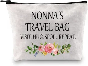 Nonna Gift for Grandma from Grandchildren Nonna Travel Gift Grandmother Zipper Pouch Makeup Bag (Nonna'S Travel Bag EU)