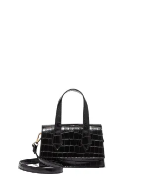 One-Handle Faux-Croc Leather Crossbody Bag