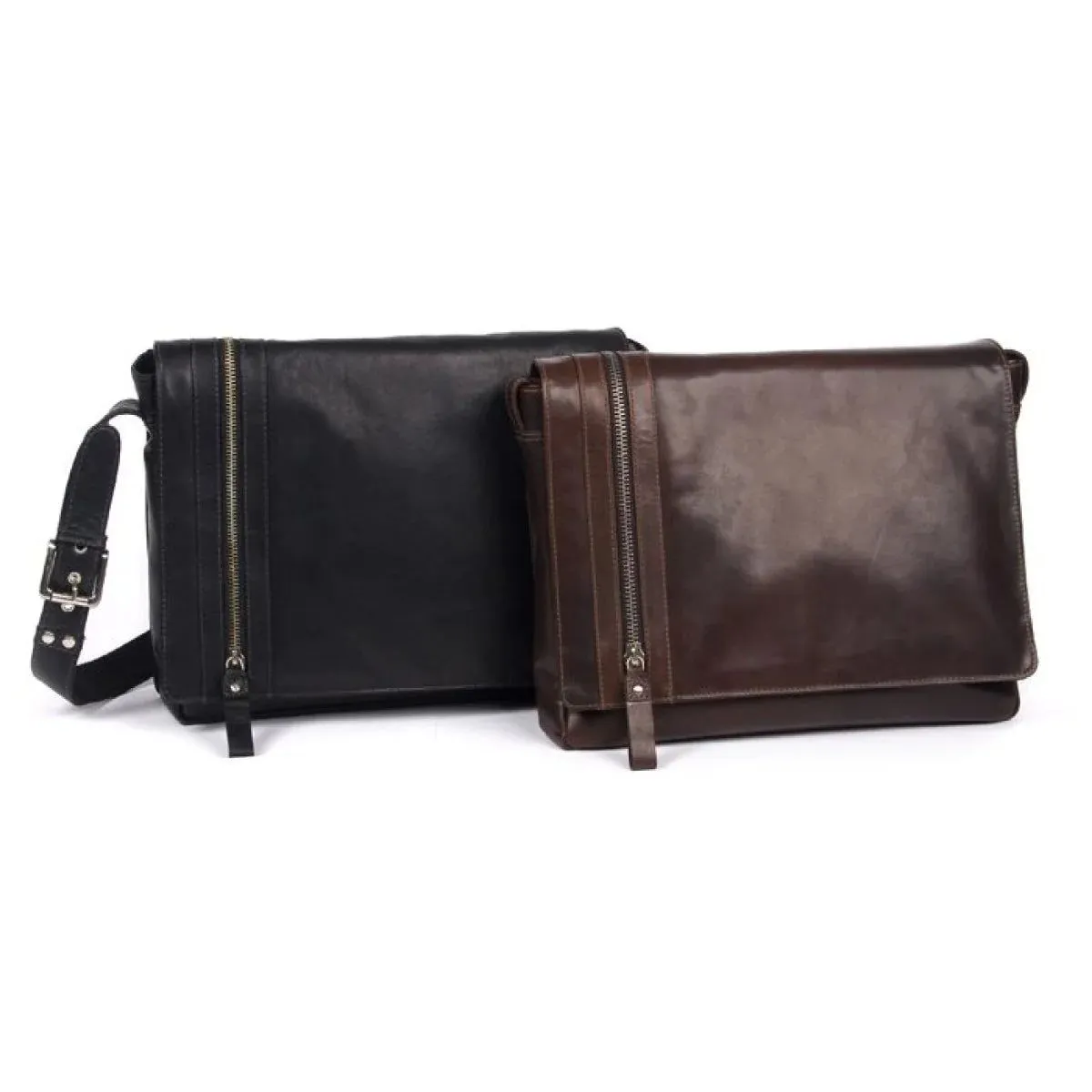 Oran - Phil Leather Messenger Bag Black