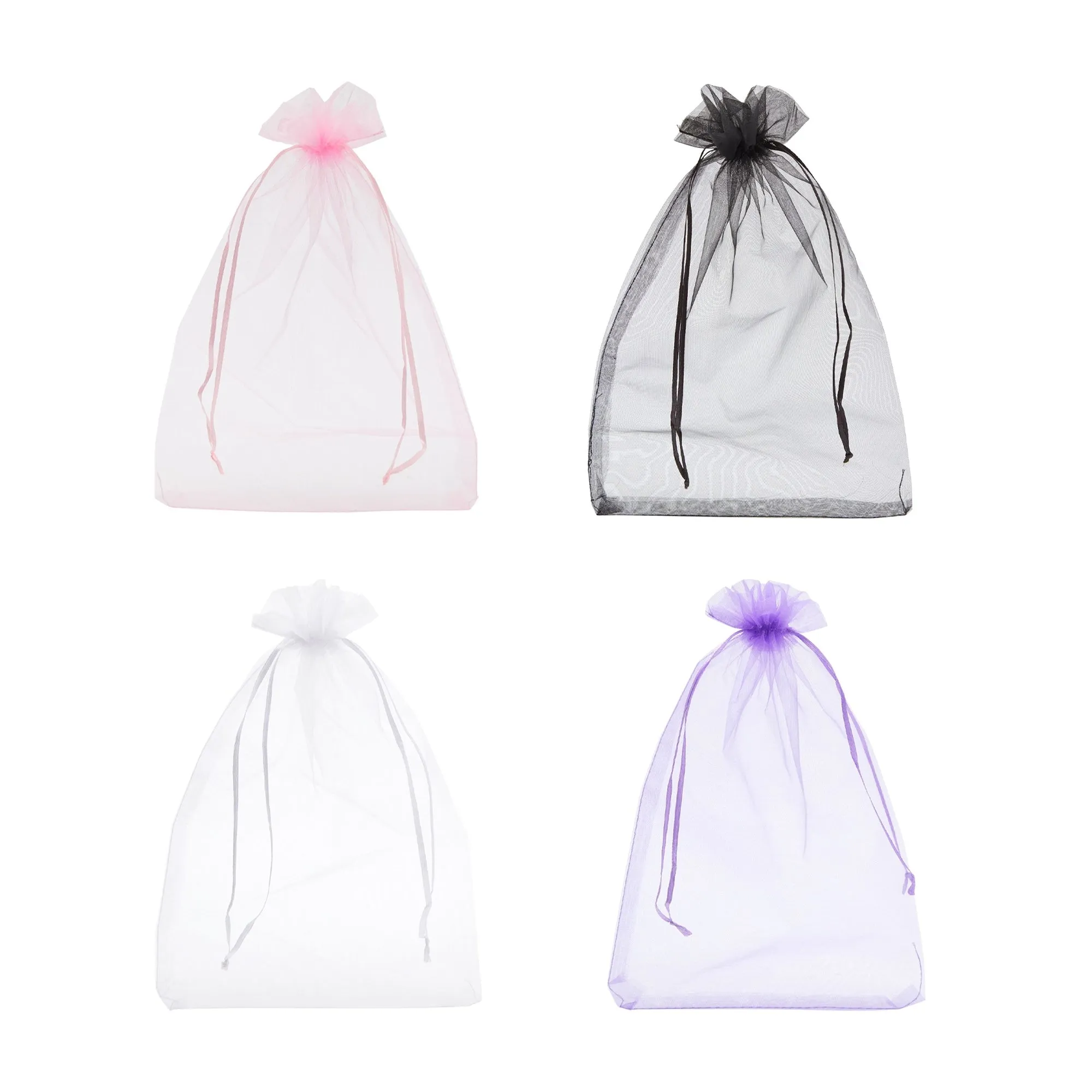 Organza Gift Bags with Drawstring, 8x12 Pouches for Party Favors (8 Colors, 100 Pack)