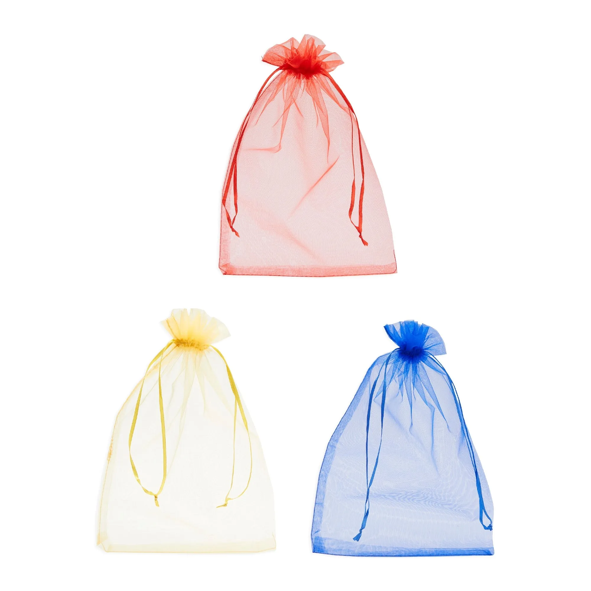 Organza Gift Bags with Drawstring, 8x12 Pouches for Party Favors (8 Colors, 100 Pack)