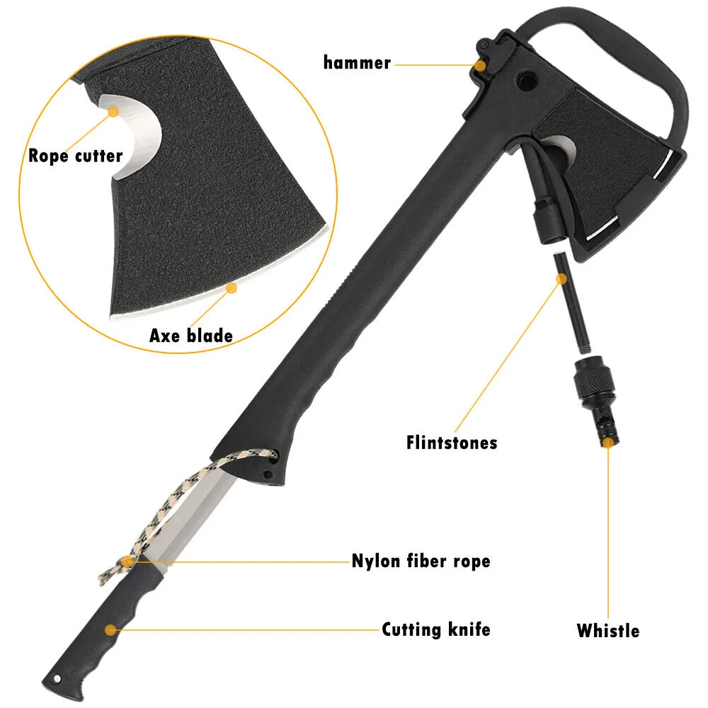 Outdoor Snake Eye Tactical Camping Hand Axe With Knife And Whistle Jg-93