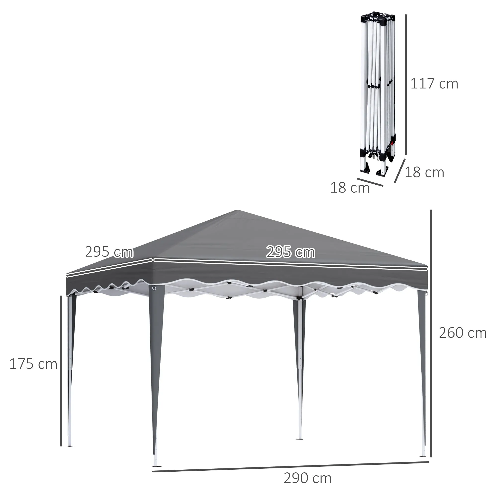 Outsunny 3x3(m) Pop Up Gazebo Marquee Tent for Garden w/ Carry Bag Grey