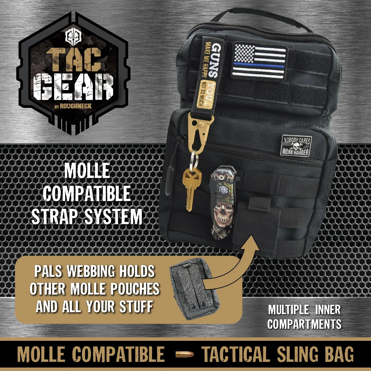 Patriotic MOLLE Tactical Sling Bag with Strap - 4 Pieces Per Retail Ready Display 23763