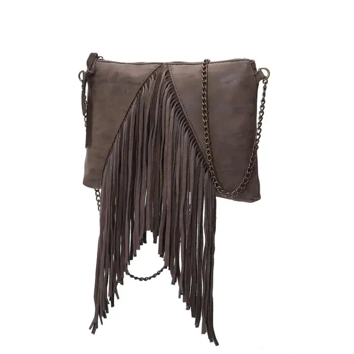 Pauline Fringe Crossbody Bag w/Chain Strap