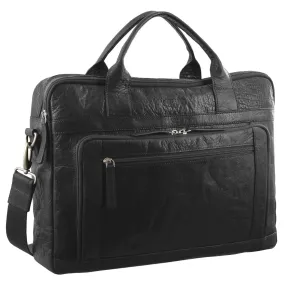 Pierre Cardin Leather 15" Laptop Crossbody Briefcase Bag (Black)