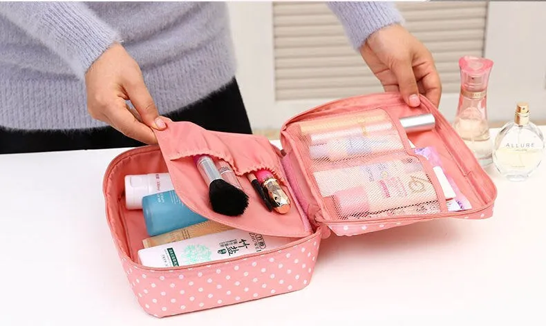 Pink Cosmetic Bag - Makeup Bag -Make Up Storage - Toiletry Bag - Toiletry Organizer Women - Large Travel Case - Zipper Makeup Case Pouch