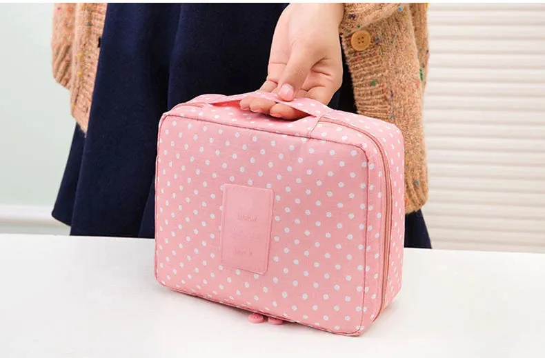 Pink Cosmetic Bag - Makeup Bag -Make Up Storage - Toiletry Bag - Toiletry Organizer Women - Large Travel Case - Zipper Makeup Case Pouch