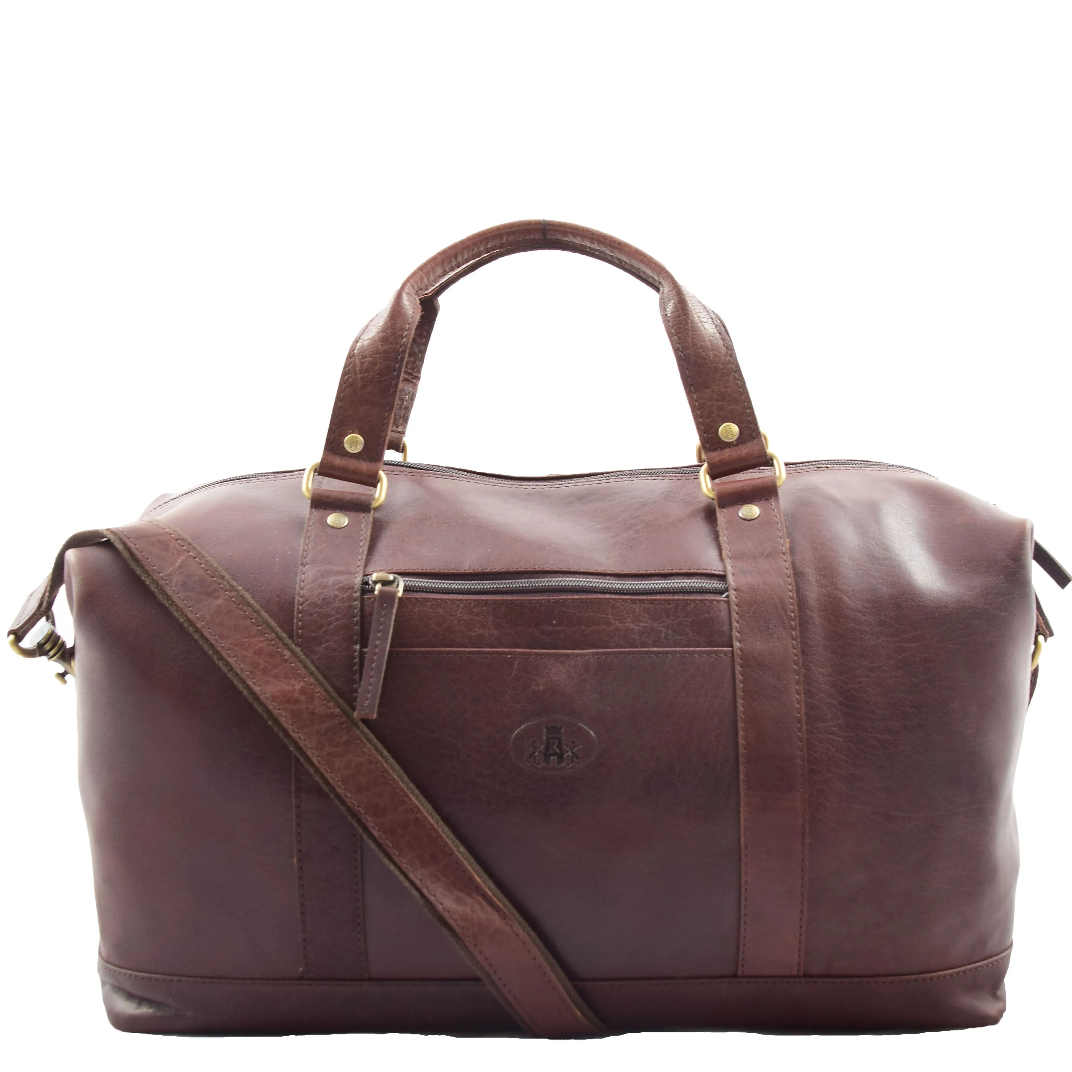 Real Leather Travel Holdall Large Duffle Bag Texas Brown