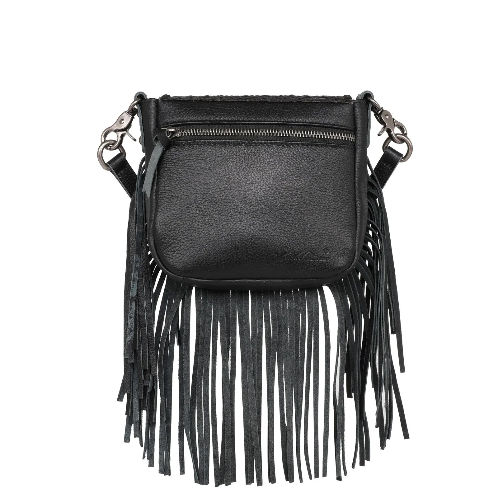 RLC-L173 Montana West Genuine Leather Tooled Collection Fringe Crossbody