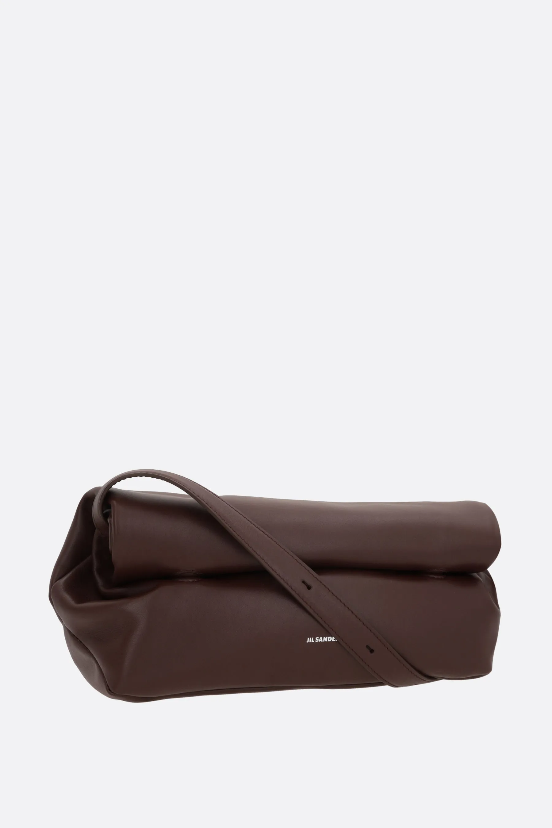 Rollup small shoulder bag in smooth leather