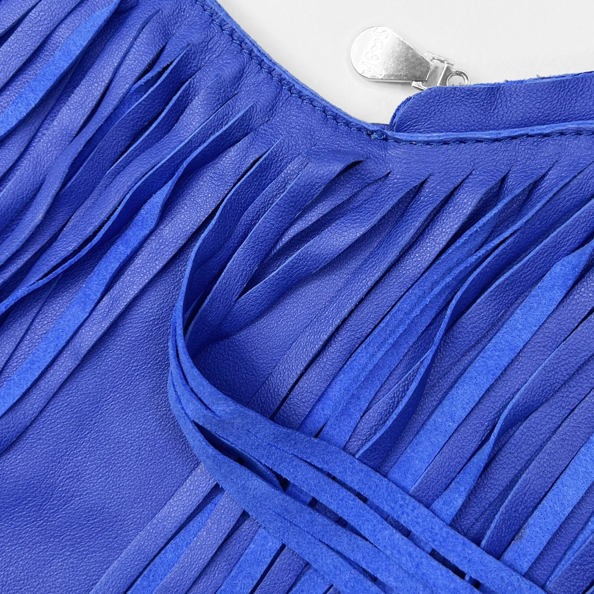 Sapphire Leather Fringe Sash Bag